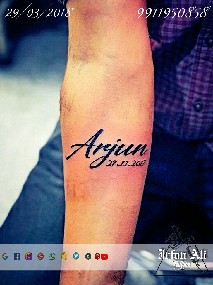 Arjun Name Tattoo Design – Irfan Ali Tattooz